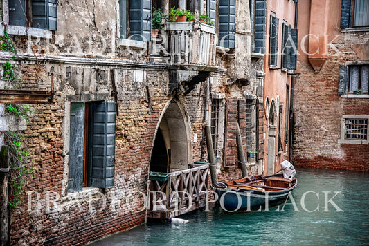 Venice Italy Composition Five Charming Bricks and a Boat Print