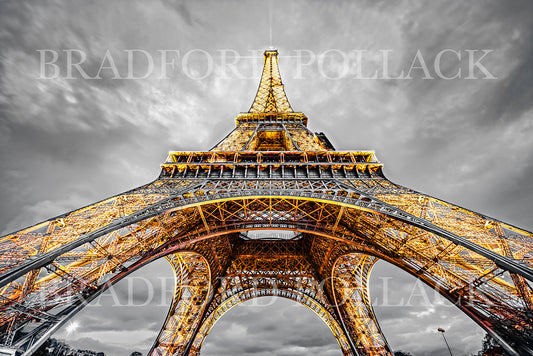 Eiffel Tower Paris France Golden Aura Art Print