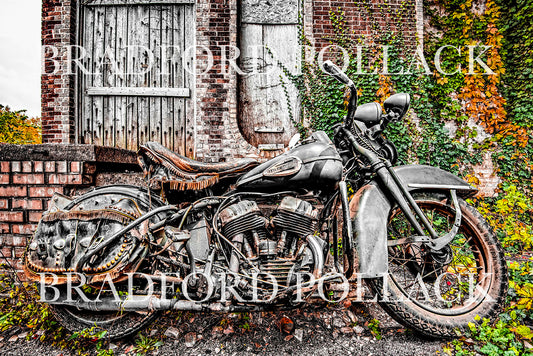 Autumn Harley Vintage Motorcycle Print