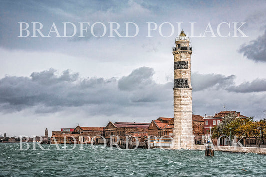 Venice Lighthouse as the Rain Begins Italy Print