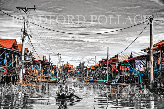 Cambodia Rowboat Floating Village Art Print