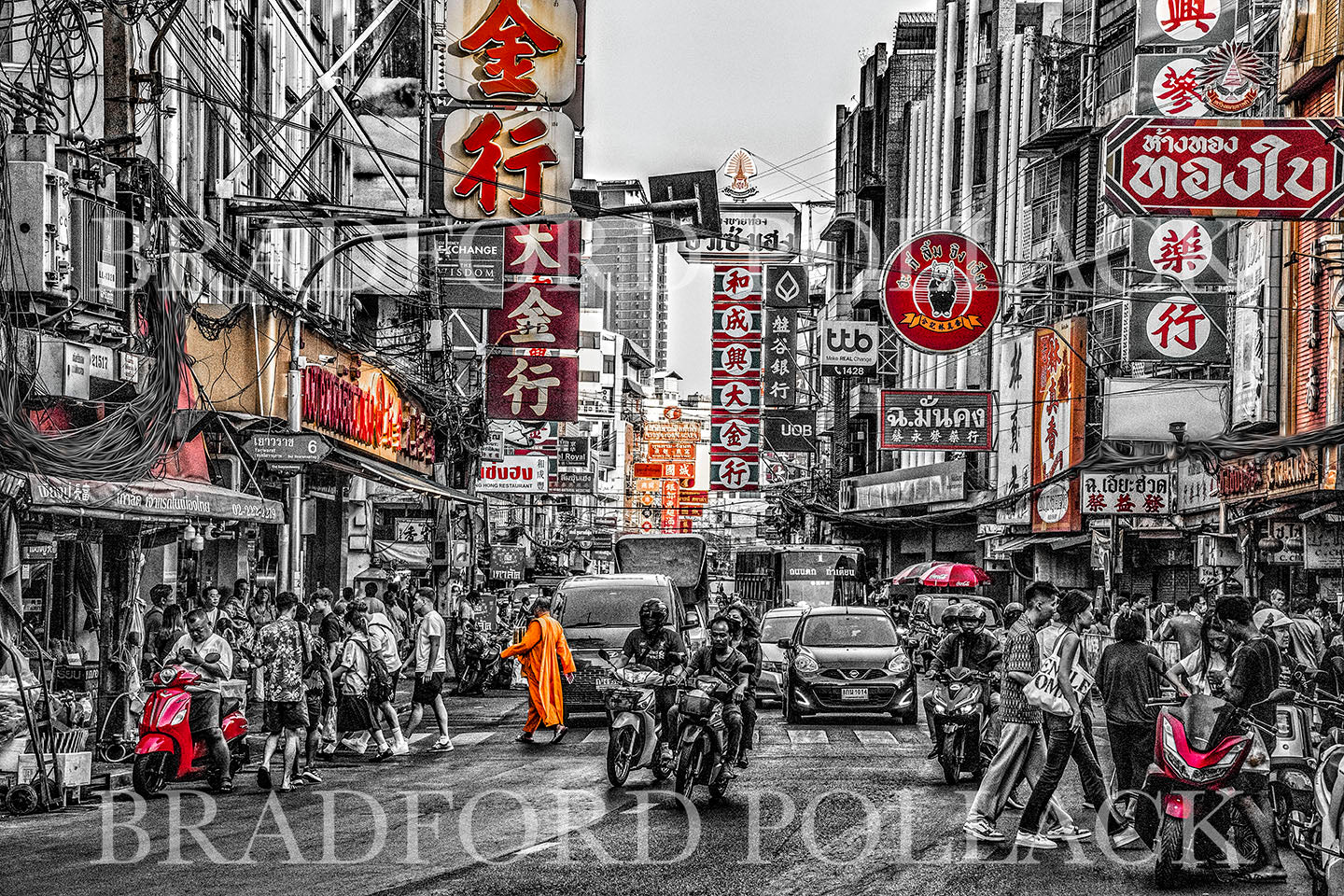 Chinatown Street Rush Hour Bangkok Thailand Photography Digital Art Print