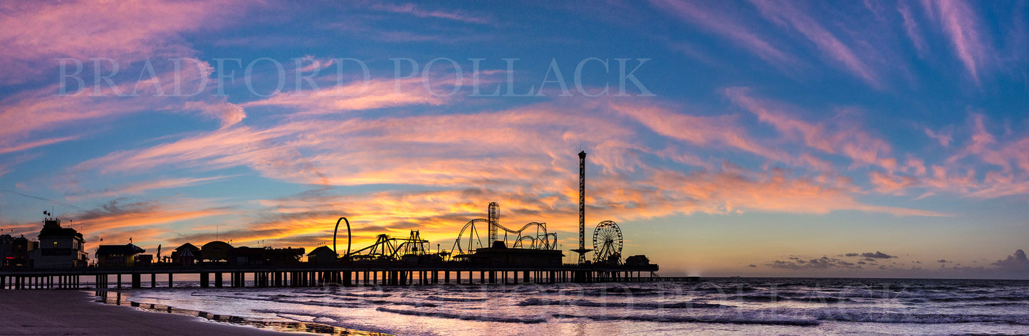 Galveston Texas Pleasure Pier Panorama Photography Art Print