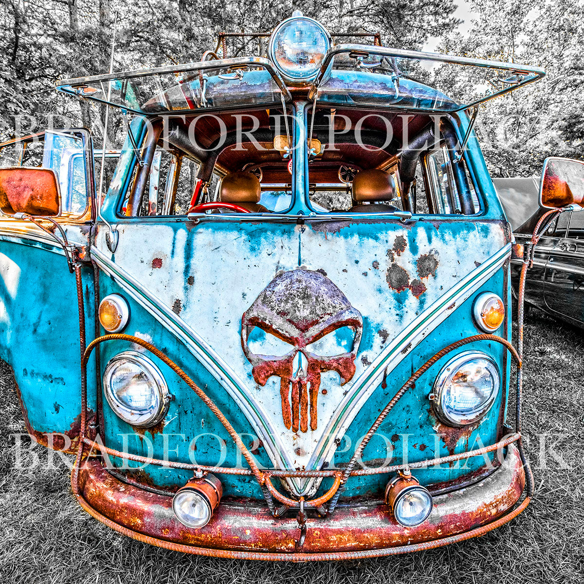 Punisher Bus Blue Skull Van Frankenmuth Michigan Art Print