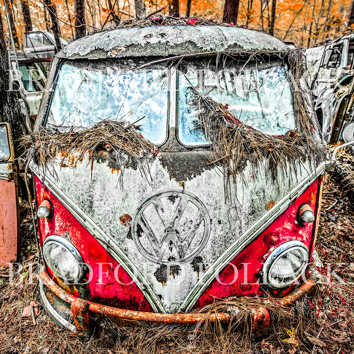 Red Bus Georgia Junkyard Van Art Print