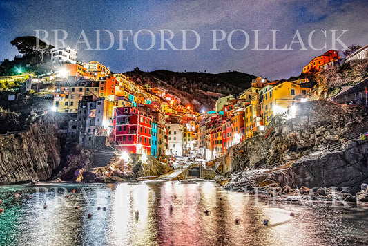 Riomaggiore Night Glow Italy Cinque Terre The Five Cities Fine Art Photography Print