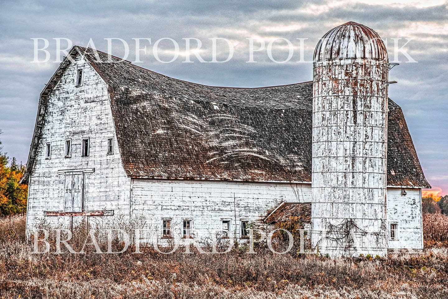 The White Barn Michigan Farm in October Print