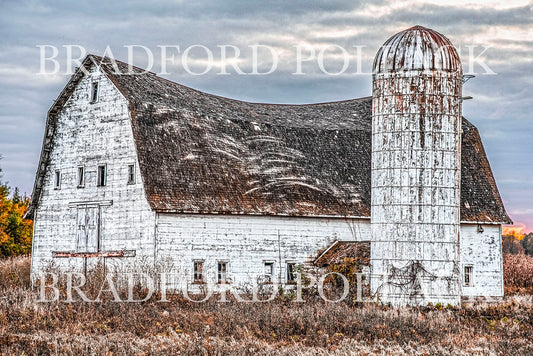 The White Barn Michigan Farm in October Print